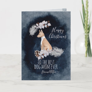 Personalisierte Aquarellfarbe Basenji Mama Weihnac Feiertagskarte