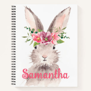 Personalisierte Aquarellfarbe Hellrosa Blume Name Notizblock