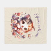 Personalisierte Aquarellfarbe - Kittname Fleecedecke (Vorderseite (Horizontal))