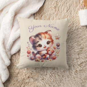 Personalisierte Aquarellfarbe - Kittname Kissen