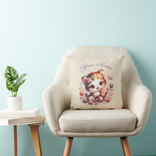 Personalisierte Aquarellfarbe - Kittname Kissen (Stuhl )