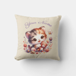 Personalisierte Aquarellfarbe - Kittname Kissen