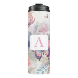 Personalisierte Aquarellfarbe mit Monogramm Thermosbecher