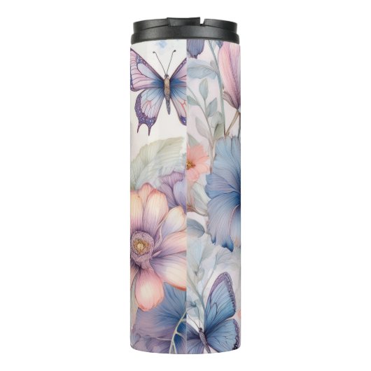 Personalisierte Aquarellfarbe mit Name und Monogra Thermosbecher (Rückseite)