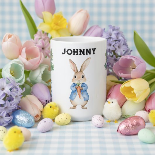 Personalisierte Aquarellfarbe Peter Rabbit Name Ki Kaffeetasse