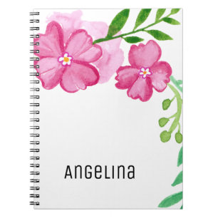 Personalisierte Aquarellfarbe Rosa Blume Notizblock