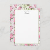 Personalisierte Aquarellfarbe Rosa Rosenknospe Dankeskarte (Vorne/Hinten)