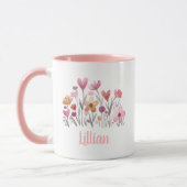 Personalisierte Aquarellfarbe Rosa Tasse (Links)