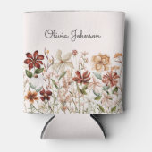 Personalisierte Aquarellfarbe Vintage Wildblume Bl Dosenkühler (Vorderseite)