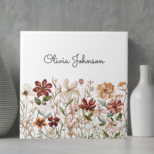 Personalisierte Aquarellfarbe Vintage Wildblume Bl Fliese