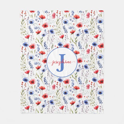 Personalisierte Aquarellfarbe Wildblume Fleece Bla (Vorderseite)