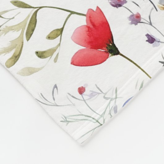 Personalisierte Aquarellfarbe Wildblume Fleece Bla (Ecke)