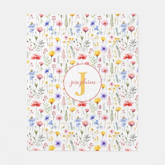 Personalisierte Aquarellfarbe Wildblume Fleece Bla (Vorderseite)