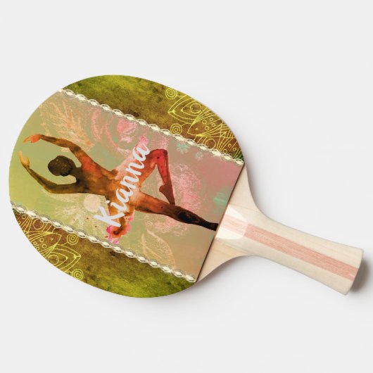 Personalisierte Aquarellfarben Ballerina Mandalase Tischtennis Schläger (Seitenansicht)
