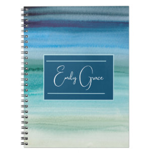 Personalisierte Aquarellfarben-Blues Abstrakt Scho Notizblock