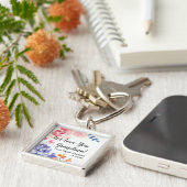 Personalisierte Aquarellfarben Blume Wir Liebe Sie Schlüsselanhänger (Seite)