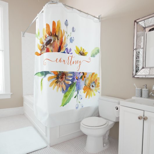 Personalisierte Aquarellfarben Duschvorhang (Beispiel)