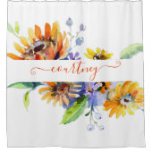 Personalisierte Aquarellfarben Duschvorhang (Vorderseite)