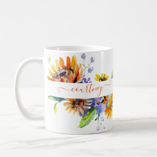 Personalisierte Aquarellfarben Kaffeetasse (Links)