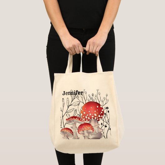 Personalisierte Aquarellfarben-Mushroom-Tasche Tragetasche (Vorderseite (Produkt))