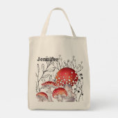 Personalisierte Aquarellfarben-Mushroom-Tasche Tragetasche (Rückseite)