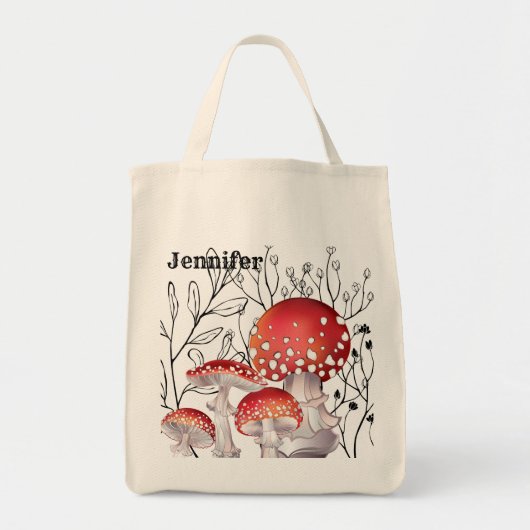 Personalisierte Aquarellfarben-Mushroom-Tasche Tragetasche (Vorne)