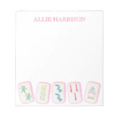 Personalisierte Aquarellfarben Pink & Green Mahjon Notizblock (Vorderseite)