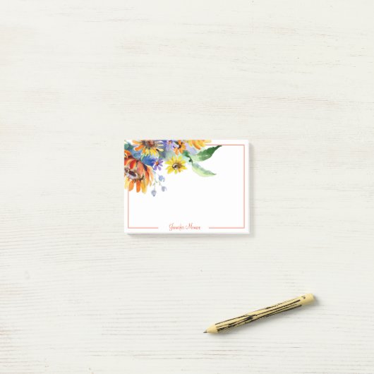 Personalisierte Aquarellfarben Post-it Klebezettel (Auf Schreibtisch)