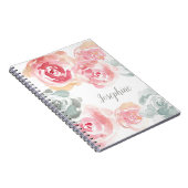 Personalisierte Aquarellfarben-Rose Blume gürten Notizblock (Rechte Seite)
