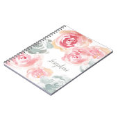 Personalisierte Aquarellfarben-Rose Blume gürten Notizblock (Linke Seite)