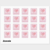 Personalisierte Aquarellfarben Rose Herzens Valent Quadratischer Aufkleber (Blatt)