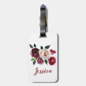 Personalisierte Aquarellfarben - Rote und weiße Ro Gepäckanhänger (Rückseite vertikal)