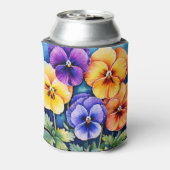 Personalisierte Aquarellfarben-Stiefmütterchen kön Dosenkühler (Kanne Rückseite)