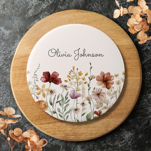 Personalisierte Aquarellfarben Wildblume Hübsch Button