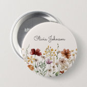 Personalisierte Aquarellfarben Wildblume Hübsch Button (Vorne & Hinten)