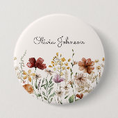 Personalisierte Aquarellfarben Wildblume Hübsch Button (Vorderseite)