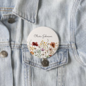 Personalisierte Aquarellfarben Wildblume Hübsch Button (Beispiel)