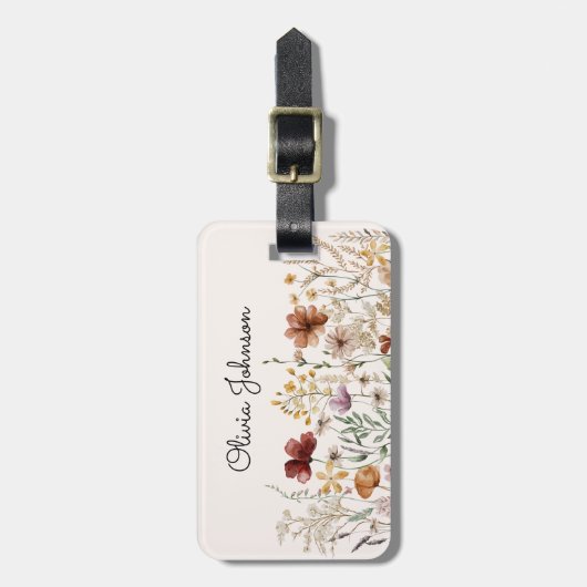 Personalisierte Aquarellfarben Wildblume Hübsch Gepäckanhänger (Vorderseite vertikal)