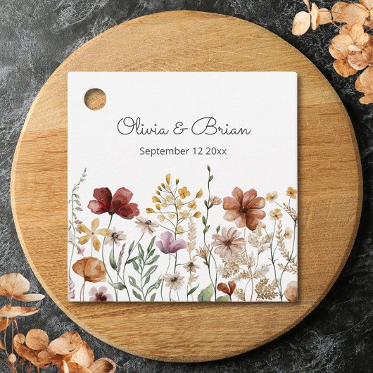 Personalisierte Aquarellfarben Wildblume Hübsch Geschenkanhänger