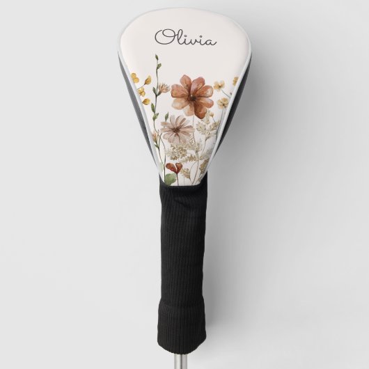 Personalisierte Aquarellfarben Wildblume Hübsch Golf Headcover (Vorderseite)