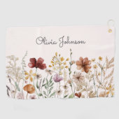 Personalisierte Aquarellfarben Wildblume Hübsch Golfhandtuch (Horizontal)