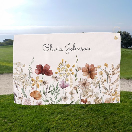 Personalisierte Aquarellfarben Wildblume Hübsch Golfhandtuch