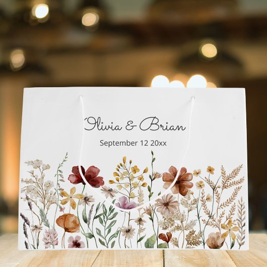Personalisierte Aquarellfarben Wildblume Hübsch Große Geschenktüte