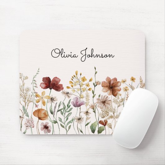 Personalisierte Aquarellfarben Wildblume Hübsch Mousepad (Mit Mouse)