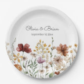Personalisierte Aquarellfarben Wildblume Hübsch Pappteller (Vorderseite)