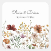 Personalisierte Aquarellfarben Wildblume Hübsch Quadratischer Aufkleber (Vorderseite)