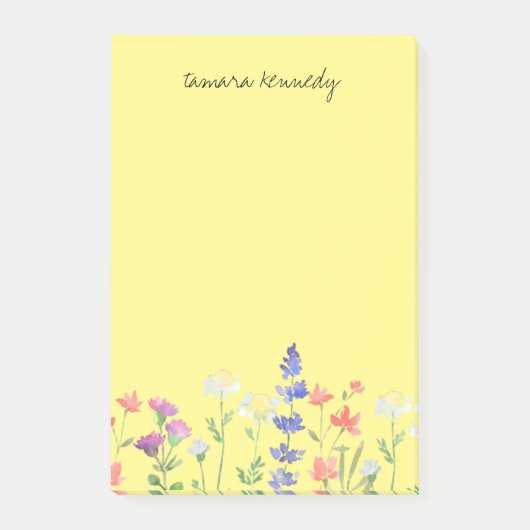 Personalisierte Aquarellfarben - Wildblumen Post-it Klebezettel (Vorderseite)