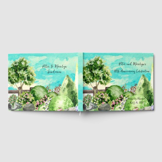 Personalisierte Aquarellgarten Gästebuch (Voll)