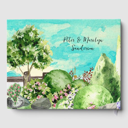 Personalisierte Aquarellgarten Gästebuch (Rückseite)