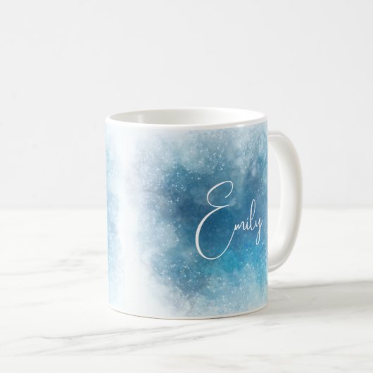 Personalisierte Aquarellgestaltung mit Name Kaffeetasse (VorderseiteRechts)